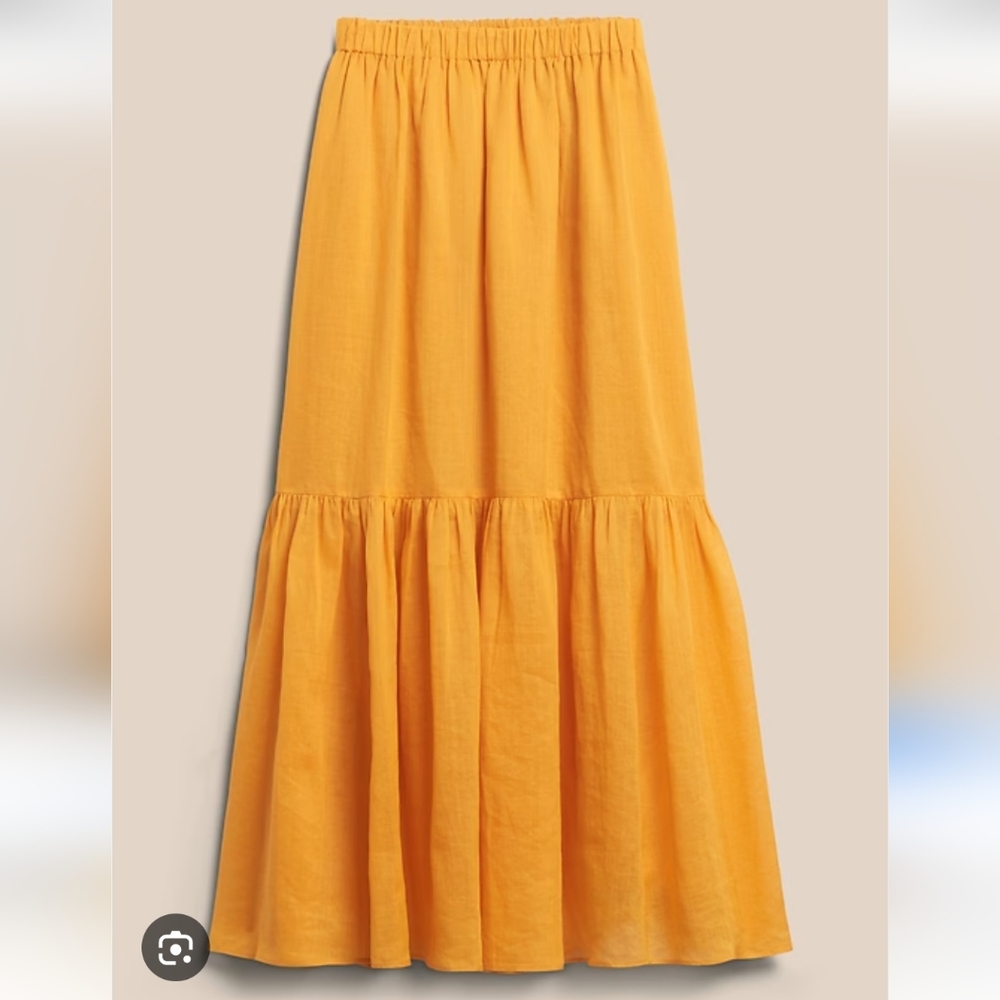Banana Republic Tiered Maxi Skirt in Mustard